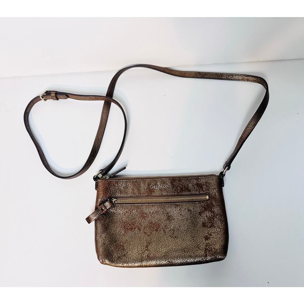 Cole Haan Ali Mini Jitney Metallic Gold copper Shoulder Crossbody Bag Purse